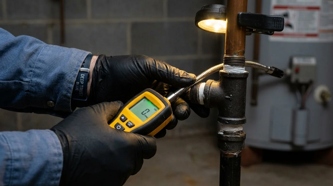 Gas leak detection with electronic sniffer by Johns Plumbing LLC in Evergreen